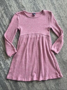 Old Navy Pink Ribbed Glitter Long-Sleeve Knit Dress